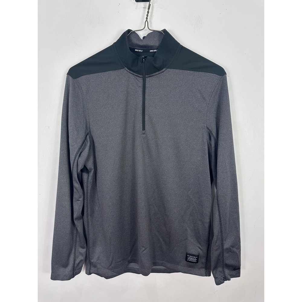 Nike Golf 1/4 Zip Pullover Mens Medium Grey Black Dri-Fit Long Sleeve Activewear